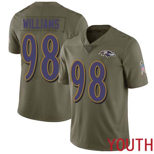 Baltimore Ravens Limited Olive Youth Brandon Williams Jersey NFL Football #98 2017 Salute to Service
